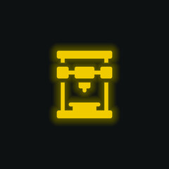 3d Printer yellow glowing neon icon