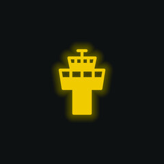 Airport Tower yellow glowing neon icon