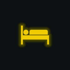 Bed yellow glowing neon icon