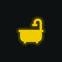 Bathtub yellow glowing neon icon