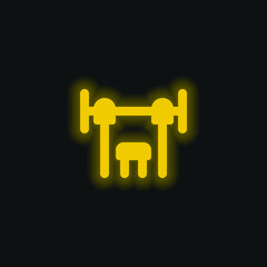 Bench Press yellow glowing neon icon