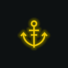 Anchor yellow glowing neon icon