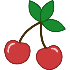 Cherry Filled Outline Icon Fruit Vector