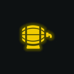 Beer Barrel yellow glowing neon icon