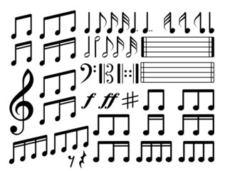 Music notes and symbols set. Vector illustration.