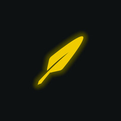 Bird Feather yellow glowing neon icon