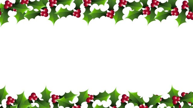 3d Holly berries rotating 2 sides frame template on white background. Christmas and new year cards or banner design. Natural green leaves and berries new year and Christmas Frame template.