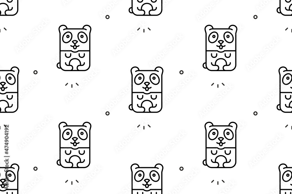 Poster seamless pattern with pandas. icon design. template elements