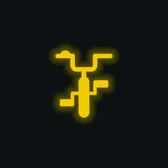 Bicycle yellow glowing neon icon