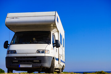 Rv caravan camping on empty beach