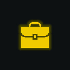 Briefcase yellow glowing neon icon