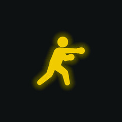 Boxing Fighter yellow glowing neon icon