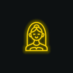 Bride Bust yellow glowing neon icon
