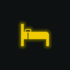 Bed yellow glowing neon icon
