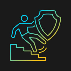 Liability insurance gradient vector icon for dark theme. Protection against claims from injuries and damage. Thin line color symbol. Modern style pictogram. Vector isolated outline drawing