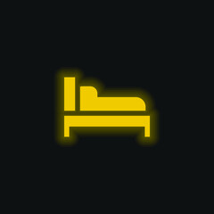 Bed yellow glowing neon icon