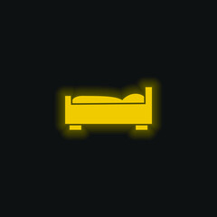 Bedroom Furniture yellow glowing neon icon