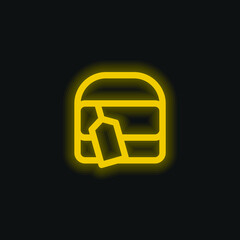 Bag With Tag yellow glowing neon icon