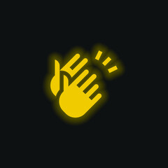 Obraz premium Applause yellow glowing neon icon