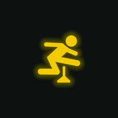 Athlete Jumping Silhouette yellow glowing neon icon
