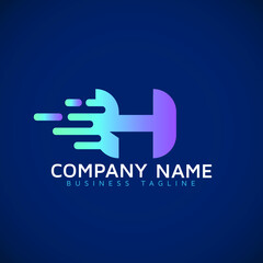 Letter H Speed motion fast Logo Design initial letter h icon Element
