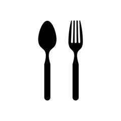 spoon and fork icon illustration design, silhouette of spoon and fork template vector