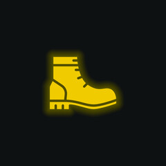 Boots yellow glowing neon icon