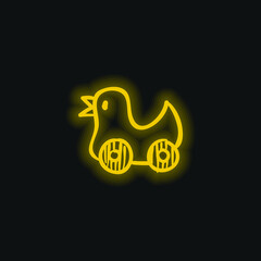 Bird Toy Chair With Wheels yellow glowing neon icon
