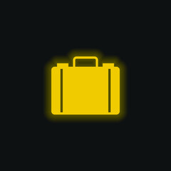 Briefcase yellow glowing neon icon