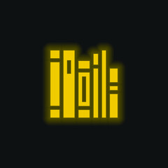 Books yellow glowing neon icon