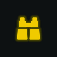 Binoculars yellow glowing neon icon