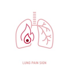 Lung inflammation, pain, angriness sign. Editable vector illustration