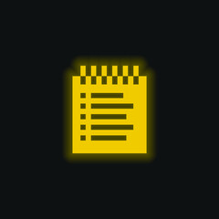 Booking List yellow glowing neon icon