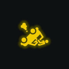 Accident yellow glowing neon icon