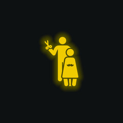 Barber yellow glowing neon icon
