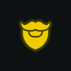 Beard yellow glowing neon icon