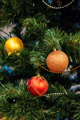  Festive decoration with vivid colored lights and sparkling bell, happy new year..See Less.