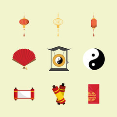 chinese icons set
