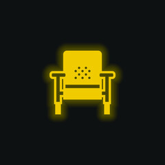 Fototapeta premium Armchair yellow glowing neon icon
