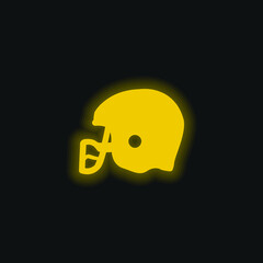 American Football Helmet Knocking yellow glowing neon icon
