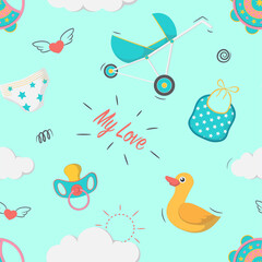 Seamless Pattern with element of baby newborn