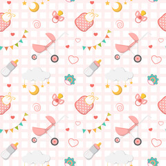 Seamless Pattern with element of baby newborn