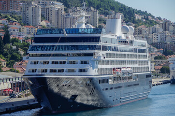 Luxury Azamara cruiseship cruise ship liner Journey Quest Pursuit Onward in port of Dubrovnik,...