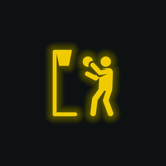 Basketball yellow glowing neon icon