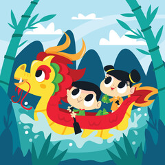 Chinese Dragon Boat Festival Outdoor Scene