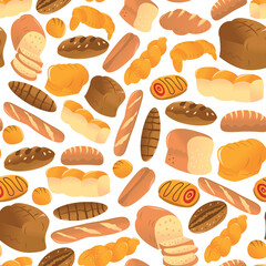 Cartoon Bakery Bread Seamless Pattern Background