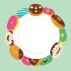 Cartoon Donuts Plate Copy Space Background