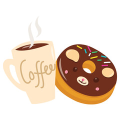 Cartoon Coffee And Donuts