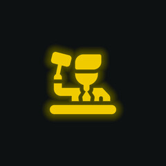 Auction yellow glowing neon icon