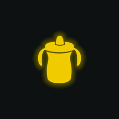 Baby Training Bottle Variant yellow glowing neon icon